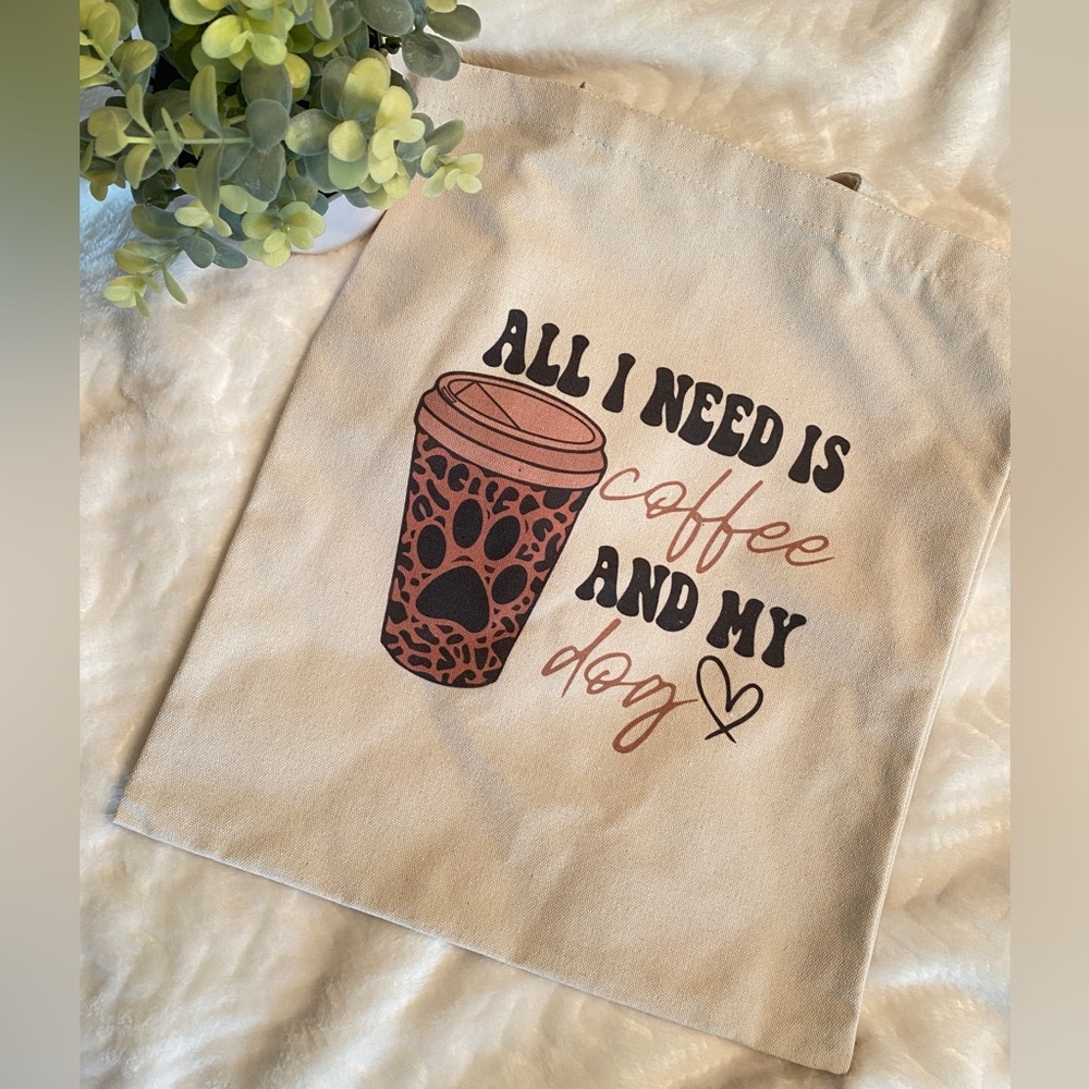 All I Need Is Coffee and My Dog Canvas Tote - Picture 2 of 2
